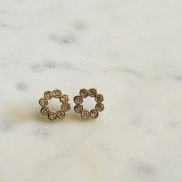 Kate Spade Full Circle Pave Gold Studs - Picture 1 of 2